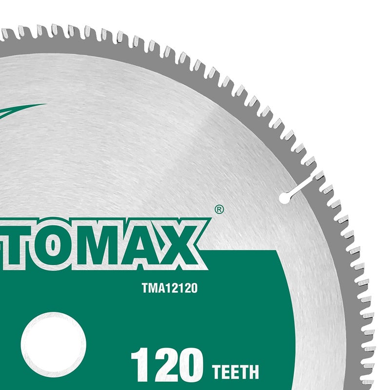 TOMAX منشار دائري بقطر 12 بوصة و120 سنًا من الألمنيوم الرقيق والمعادن غير الحديدية مع محور بقطر 1 بوصة - Image 2
